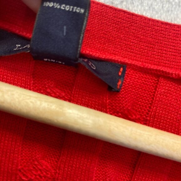 Lands' End Cable Knit Cardigan Sweater Women's 2X 20W-22W Red Holiday Christmas - Picture 9 of 12